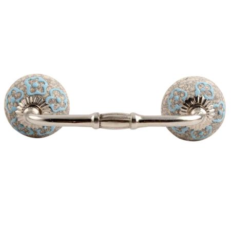Sky Blue Floral Crackle Ceramic Bridge Handle